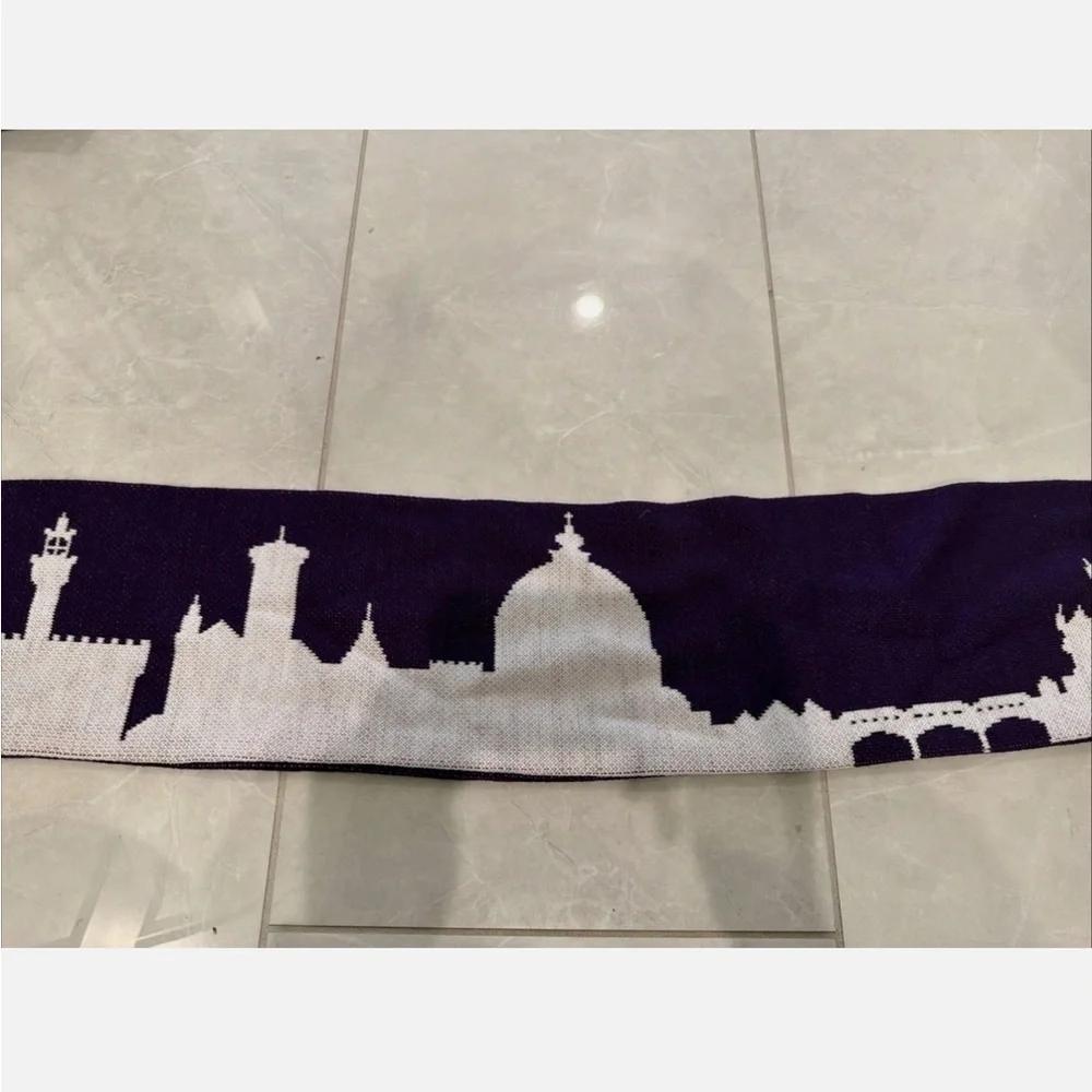 Fiorentina Italian Soccer Scarf with Florence Skyline Print